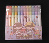 AM2446 Kiki & Nini Double Head Double Sided Pastel Highlighters Pen KBX-6172 12Pcs Multicolours