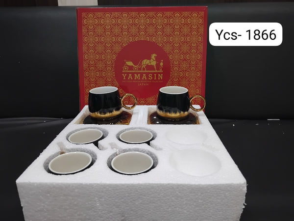 AM2557 Yamasin Ceramic  (Gold, Black, Cup and Saucer Set) YCS1866