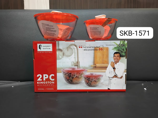 AM2565 Sanjeev Kapoor Kingston High Borosilicate Mixing Bowl 2 PC 500 ML & 1000Ml