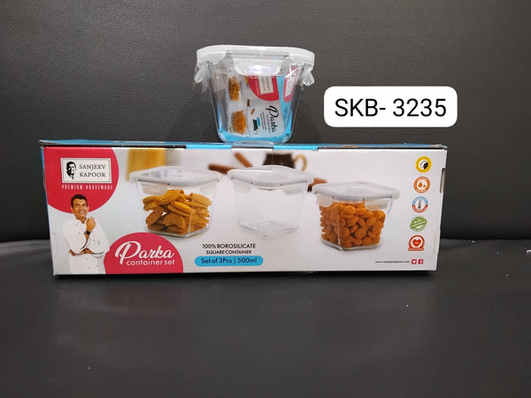 AM2566 Parka Borosilicate SKB3235 500ml Square Container 3 Pcs