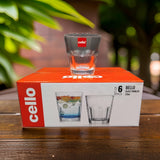 AM2602 Cello Bello Glass Tumbler Set, 155ml, Set of 6