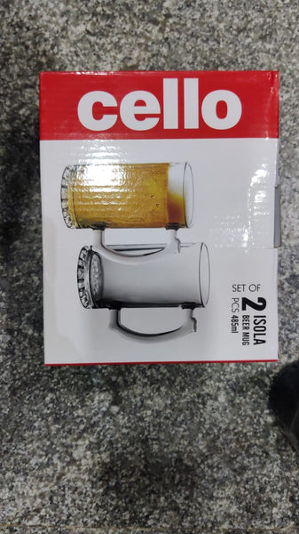 AM2666 cello Isola Glass | Set for Juice, Beer, Beverages | 485ml, Clear Glass Beer Mug  (485 ml, Pack of 2)