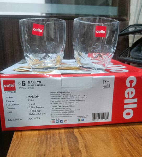 AM2686 CELLO Marilyn Tumbler Glass 210ml set of 6