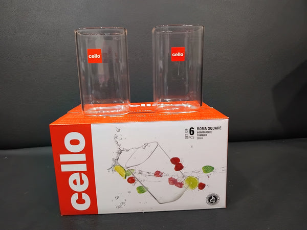 AM2697 CELLO Roma Square Tumbler glass 280ml Set of 6pcs