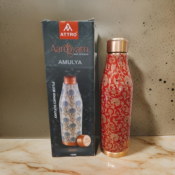 AM2683 Attro Aarogyam Amulya Copper Bottle Red Pine ACB016 1000ml Pack Of 1 Pcs