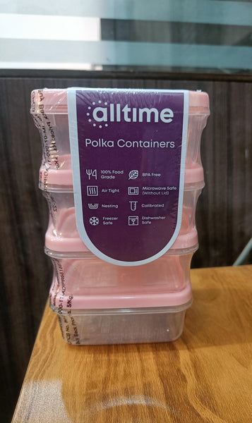 AM2817 All Time 408404 Plastic Polka Container (21X4) 500ml x 4pcs