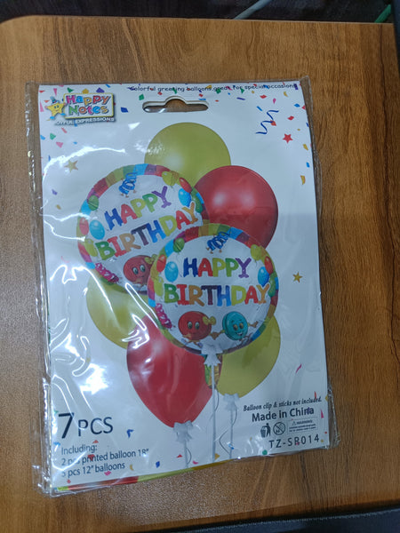 AM2711 TZ-SR014 7Pcs Happy Birthday Balloons Bouquet for Party Decorations Supplies.