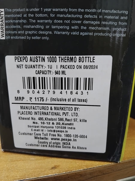 AM2795 Pexpo Austin Thermo SS Water Bottle Vaccum Insulated 1000