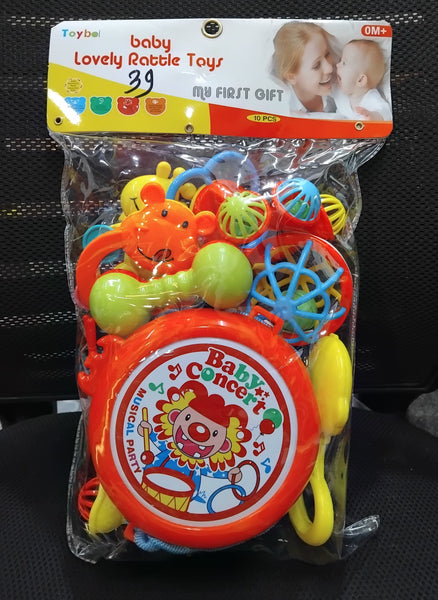 AM2937 Baby Lovely Rattle Toys Concert 10 Pieces TB-9005 Rattle Drum Set Toddlers Infants Rattles Set Baby Lovely Rattle Toys Concert 10 Pieces TB-9005 Rattle Drum Set Toddlers Infants Rattles Set