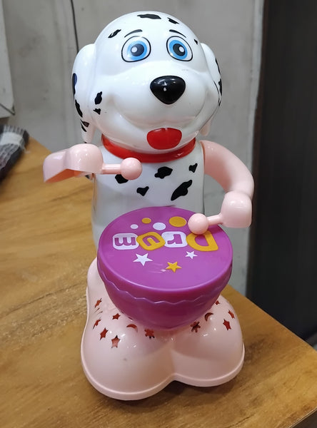 AM2928 Funny Dog Drummer Toy 3269-11A for Baby with Toy Light, Music, Knock, Rotation, Mulicolour Pack Of 1