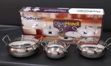 AM2952 Madhuram Prime Quality Olive Handi Stainless Steel With Handle 3 Pcs Set