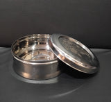 AM2966 Madhuram Prime Quality Mira Dabba No.4 8.5X21.4 mm Stainless Steel Flower Design Mirror Finish Dabba Set of 1