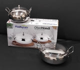 AM2959 Madhuram Prime Quality Olive Handi Stainless Steel With Handle 2 Pcs