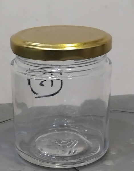 AM2999 Piramal Jar Round Glass Jar with Airtight Metal Lid, 190 ml, Gold Lid 1 Pcs