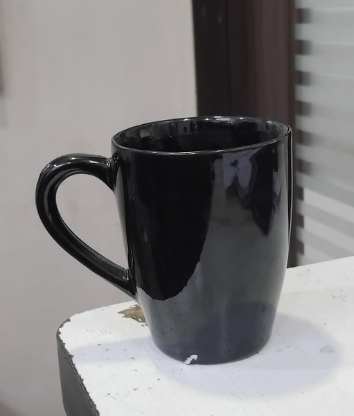 AM2986 Plain Milk Mug Glass & Ceramics Black Mug Set of 1 Pcs