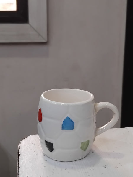 AM3017 Ceramic football Cup Printed Colorful Designer Small Multicolor Dotted Beautiful Tea Cup 1 Pcs