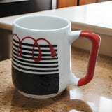 AM2985 Premium Glossy Finish Ceramic Milk Mug Sturdy White Black Patta Microwave Safe Coffee Mug 1 Pcs