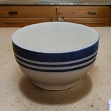 AM2988 Serving Mixing Mini Bowl, Hand Painted Ceramic 1 Pcs Soup Pudding Bowl White Blue Bands 1 Pcs