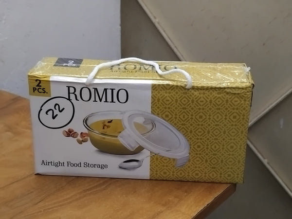 AM3006 Romio Glass Lunch Box 400ml Airtight Food Storage 2 pieces