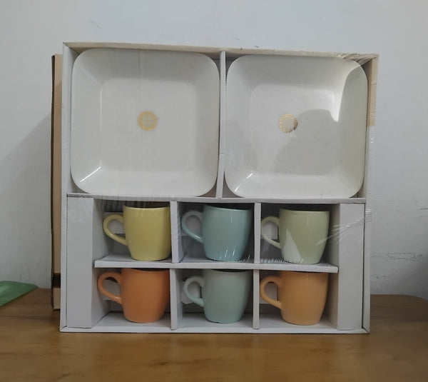 AM3071 Brew Bistro 2 Big Platter With Ceramic 6 Cup Handmade Multicolour