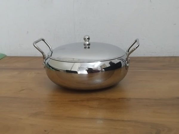 AM2995 Madhuram Prime Quality Olive Handi Stainless Steel (2) With Handle 1 Piece