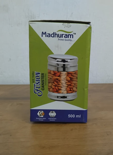 AM3081 Madhuram Prime Quality Fusion Canister 500ml Stainless Steel 1 Piece