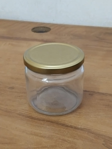 AM3083 Salsa Jar 350ml Round 7.8X8.12 Glass Jar with Airtight Metal Lid, 350ml