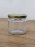 AM3083 Salsa Jar 350ml Round 7.8X8.12 Glass Jar with Airtight Metal Lid, 350ml