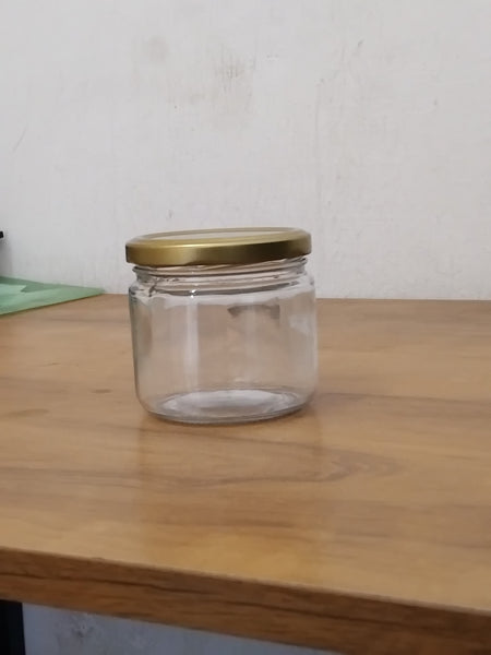 AM3083 Salsa Jar 350ml Round 7.8X8.12 Glass Jar with Airtight Metal Lid, 350ml