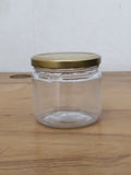 AM3083 Salsa Jar 350ml Round 7.8X8.12 Glass Jar with Airtight Metal Lid, 350ml