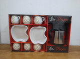 AM3084 Las Vegas Set Ceramic 6 Piece Mug, Plastic 2 Piece Platter & 1 Piece Kettle Set Of 9 Piece