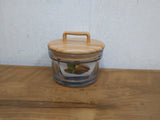 AM3094 Hunky Nut Glass Round Jar Storage Container Jar With Wooden Lid 1 Piece