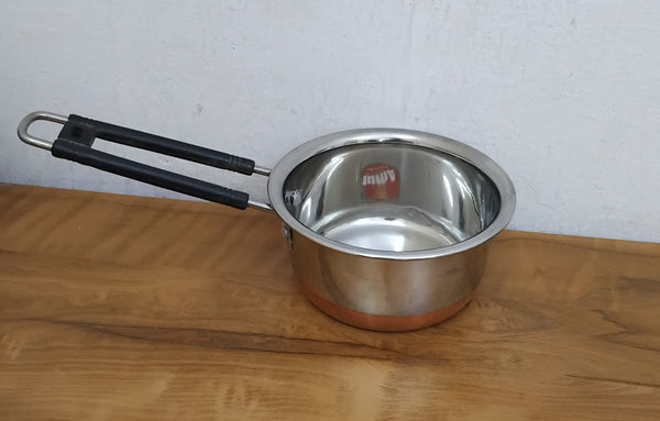 AM3101 Sauce Pan (1) Stainless Steel Copper Flat Bottom Sauce Milk Pan Bowl with Plastic Handle