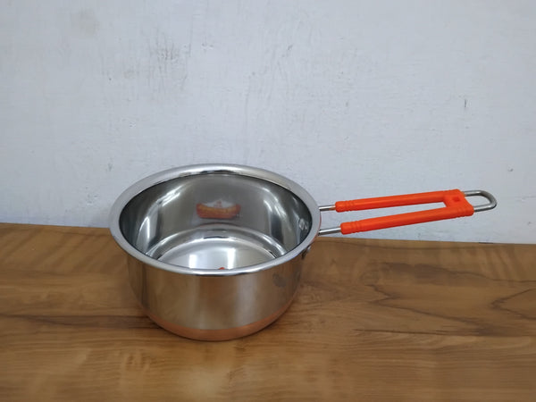 AM3104 Sauce Pan (4) Stainless Steel Copper Flat Bottom Sauce Milk Pan Bowl with Plastic Handle