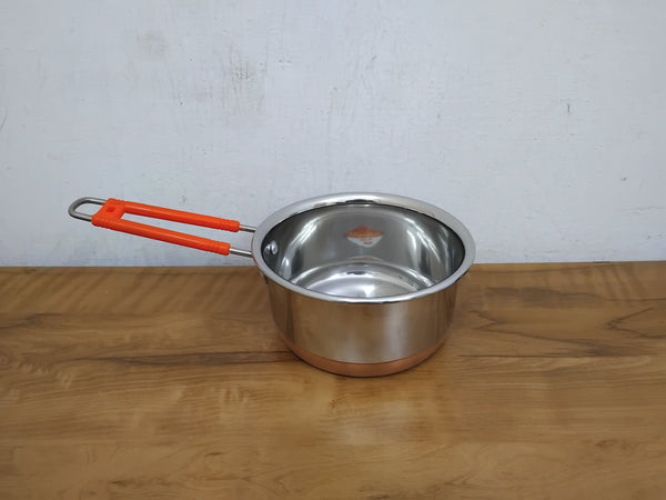 AM3104 Sauce Pan (4) Stainless Steel Copper Flat Bottom Sauce Milk Pan Bowl with Plastic Handle