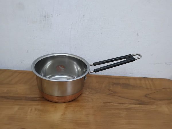 AM3102 Sauce Pan (2) Stainless Steel Copper Flat Bottom Sauce Milk Pan Bowl with Plastic Handle