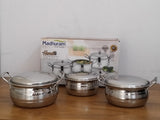 AM3112 Madhuram Prime Quality Silver Handi Stainless Steel 3 Piece