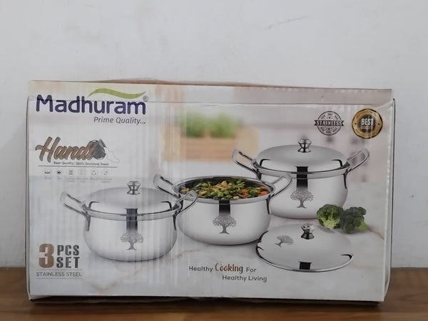 AM3113 Madhuram Prime Quality Copper Handi Stainless Steel 3 Piece