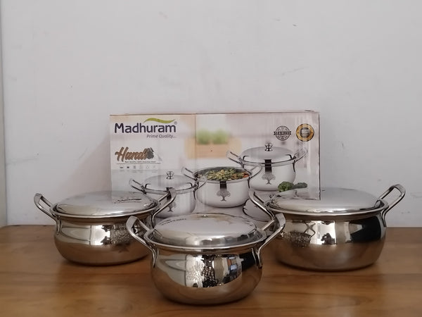 AM3112 Madhuram Prime Quality Silver & Laser Handi Stainless Steel 3 Piece