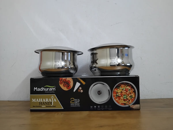 AM3115 Madhuram Prime Quality Maharaja Handi Stainless Steel 2 Piece Set