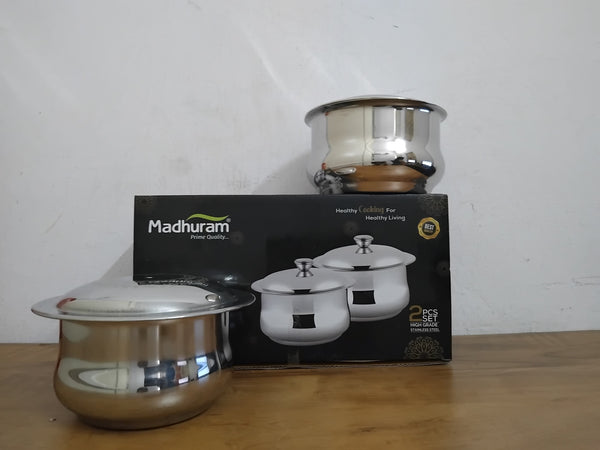 AM3115 Madhuram Prime Quality Maharaja Handi Stainless Steel 2 Piece Set