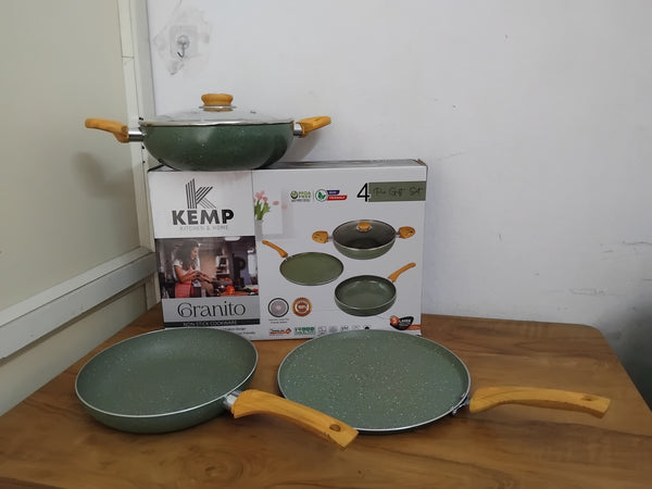 AM3332 Kemp Granito Non-Stick Cookware Aluminium 4 Pcs Set