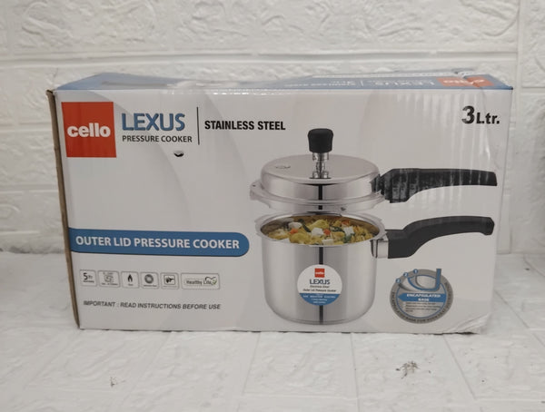 AM3395 Cello Stainless Steel Lexus Pressure Cooker 3 Ltr