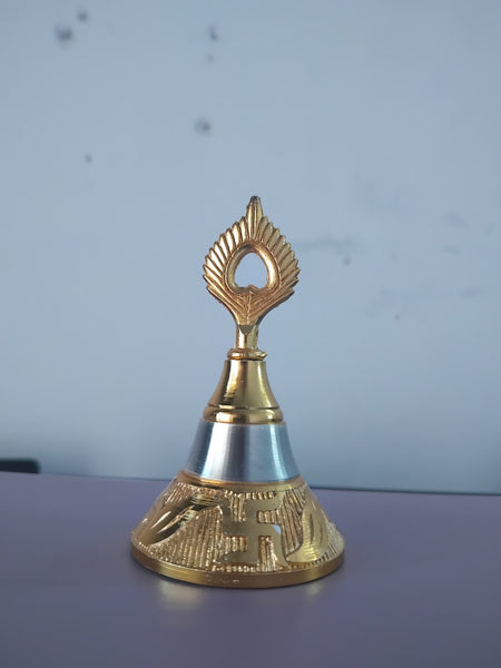 AM3611 Sacred Serenity Spiritual Krishna Mor Pankh Design Ghanti Bell 1 Pcs