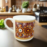AM5092 Ceramic Handmade Carpet Design Floral Tea Cup - 1 Pcs