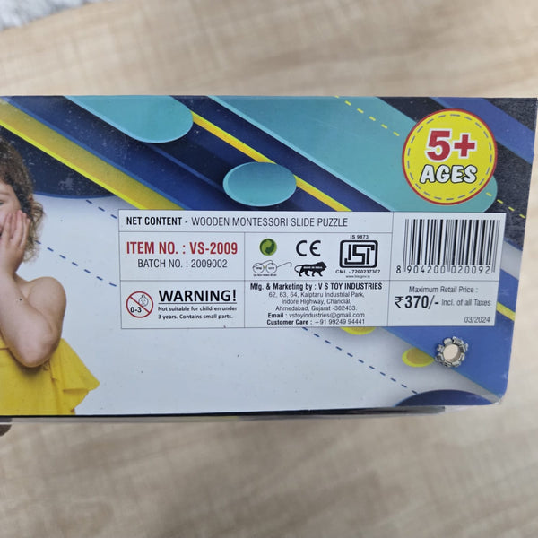 AM7061 Leemo Toys Wooden Montessori Slide Puzzle – Colour & Shape Maze Board