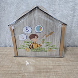 AM7062 House-Shaped Wooden Money Saving Box with ₹1,00,000 Savings Goal Tracker