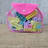 AM7064 Kids' Pastel Building Blocks Set in Pink Zippered Carry Bag
