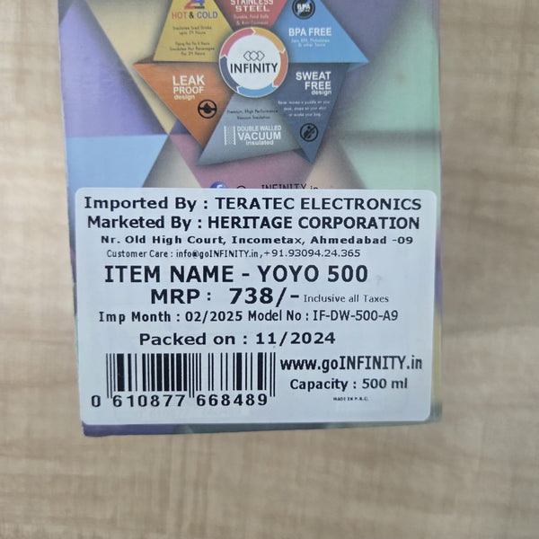 AM7047 Infinity YoYo Stainless Steel Water Bottle 500ml