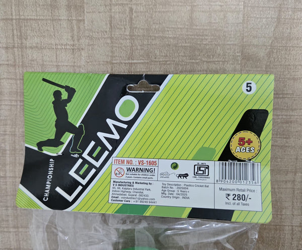 AM7071 LEEMO Championship Plastic Cricket Bat & Ball Set (Size 5)